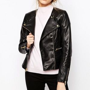 Barney's Original Sienna Leather Collarless Jacket